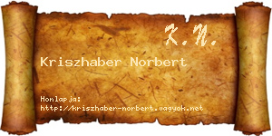 Kriszhaber Norbert névjegykártya